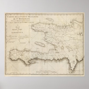 Poster Carte De La Partie Française De Saint Domingue