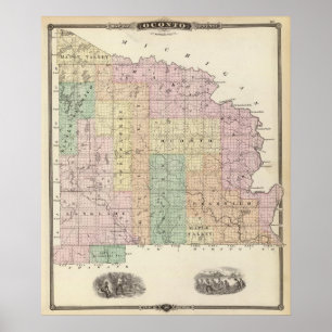 Poster Carte de la partie nord du comté d'Oconto