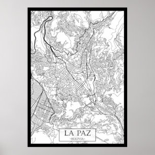 Poster Carte de La Paz Bolivie