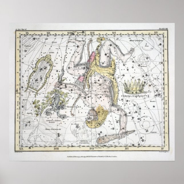Poster Carte de la plaque de constellations VIII (Devant)
