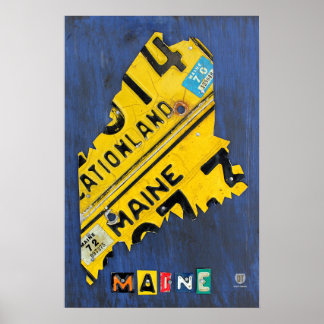 Poster Carte de la plaque de licence de l'État du Maine