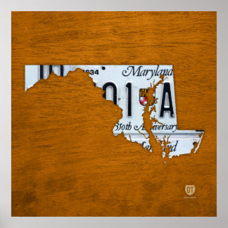 Poster Carte de la plaque de licence de l'État du Marylan