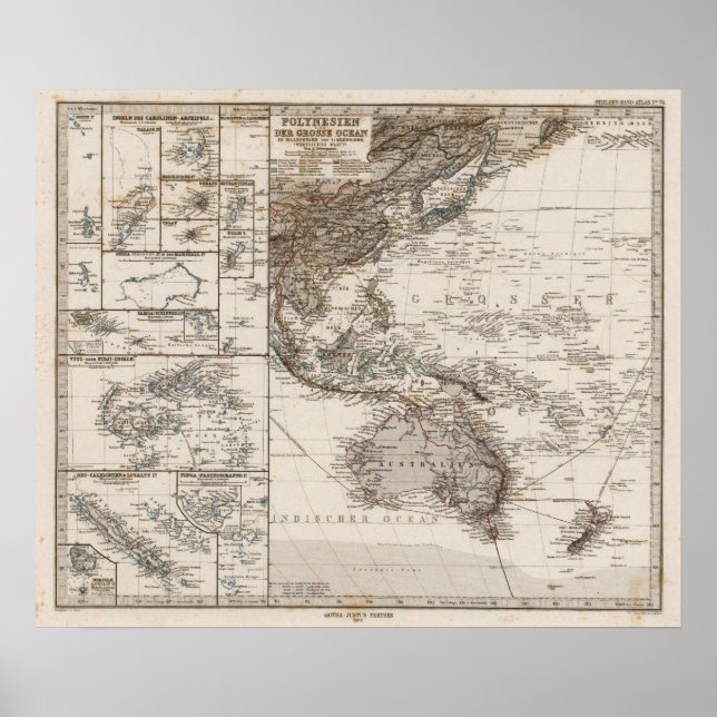 Poster Carte de la Polynésie (Devant)