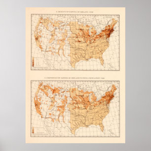 Poster Carte de la population irlandaise des États-Unis (