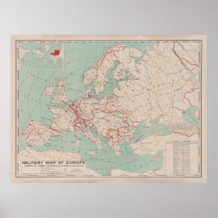 Poster Carte de la Première Guerre mondiale de la vieille