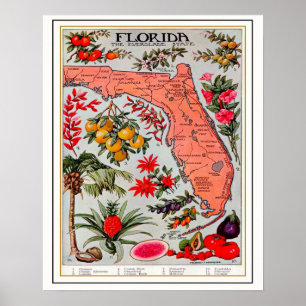Poster Carte de la prime de la Floride