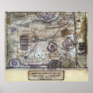 POSTER CARTE DE LA PRISON D'ANDERSONVILLE - GUERRE CIVILE