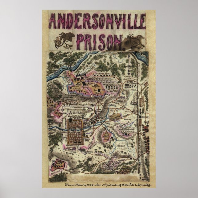 Poster Carte de la prison d'Andersonville Guerre civile (Devant)