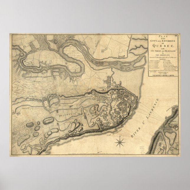 Poster Carte de la province de Québec Canada (1776) (Devant)