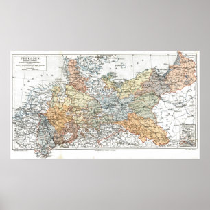 Poster Carte de la Prusse