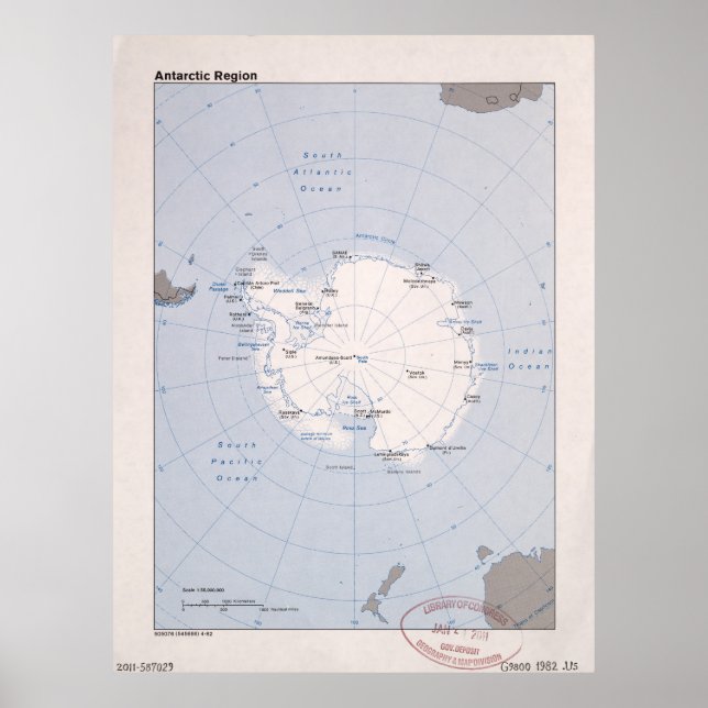 Poster Carte de la région Antarctique (1982) (Devant)