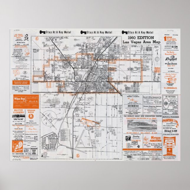 Poster Carte de la région de Las Vegas 1960 (Devant)
