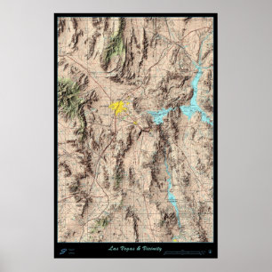 Poster Carte de la région sud du Nevada, États-Unis, post