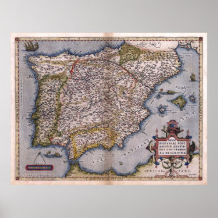 Poster Carte de la Renaissance espagnole 1570