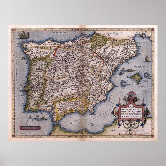 Poster Carte de la Renaissance espagnole 1570 (Devant)