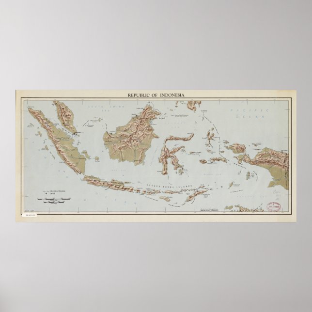 Poster Carte de la République d'Indonésie (1957) (Devant)