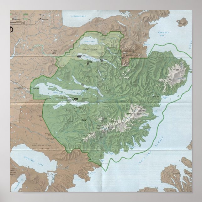 Poster Carte de la réserve nationale de Katmai (Devant)