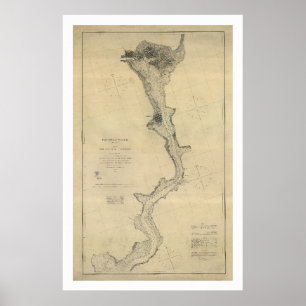 Poster Carte de la rivière Potomac Washington DC - 1864