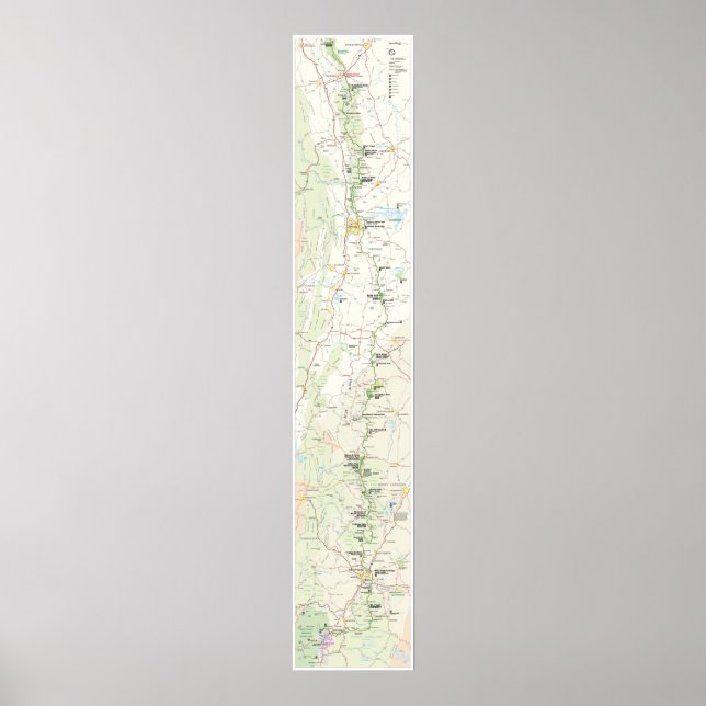 Poster Carte de la route Blue Ridge Parkway (Devant)