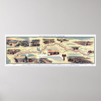 Poster Carte de la route de l'Express poney