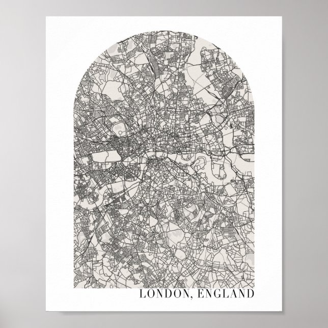Poster Carte de la rue d'Arch Minimal Boho de Londres (Devant)