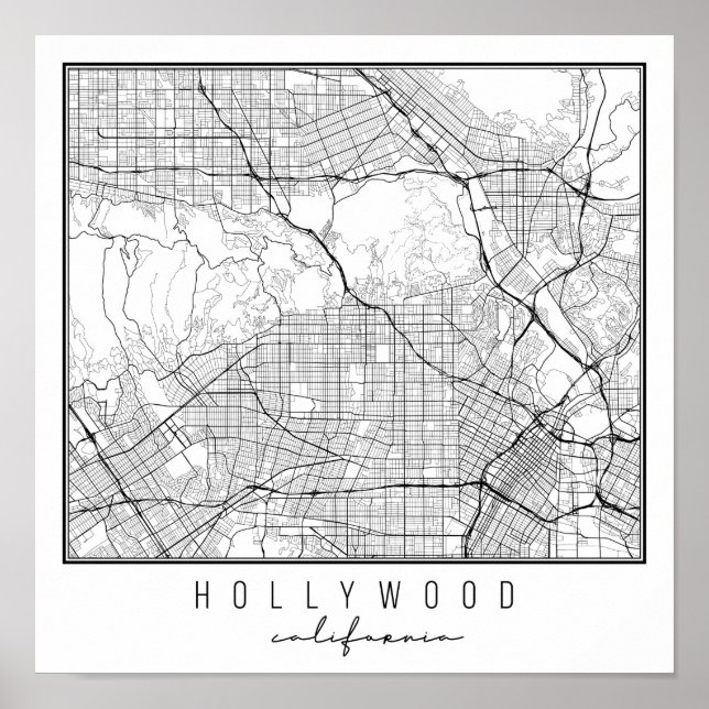 Poster Carte de la rue Hollywood California (Devant)