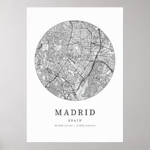 Poster Carte de la rue Madrid Espagne