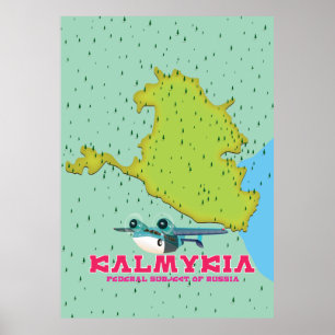 Poster Carte de la Russie de Kalmykia