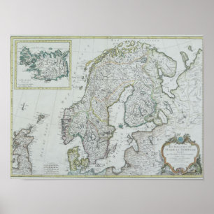 Poster Carte de la Scandinavie
