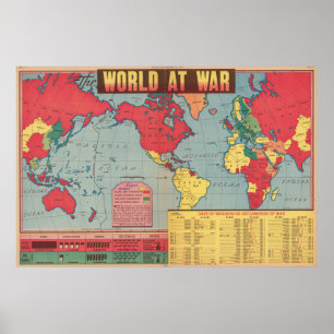 Poster Carte de la Seconde Guerre mondiale
