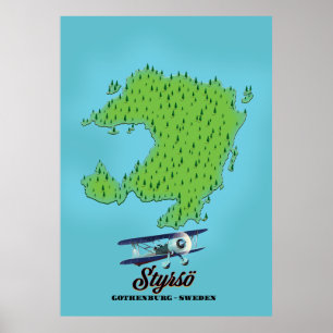 Poster Carte de la Suède de Styrsö Göteborg