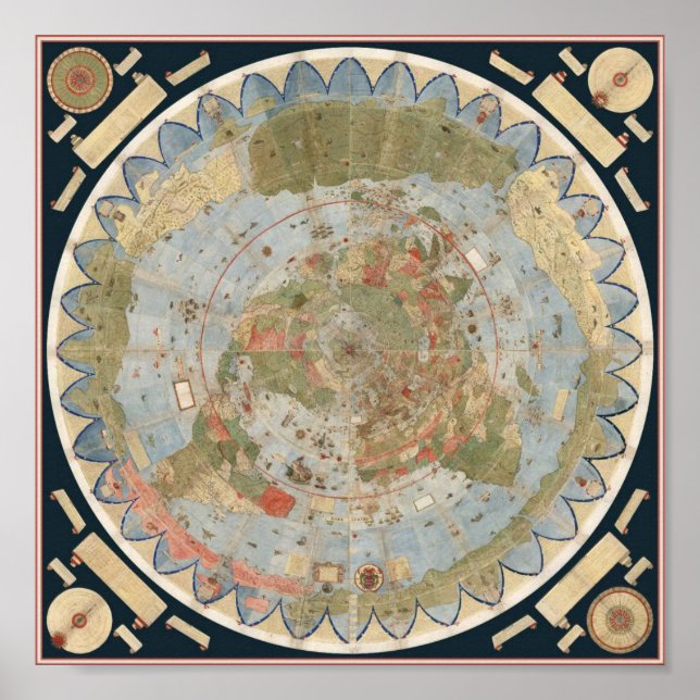 Poster Carte De La Terre 1587 D'URBANO MONTE (Devant)
