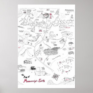 Poster Carte de la Terre des Manuscrits
