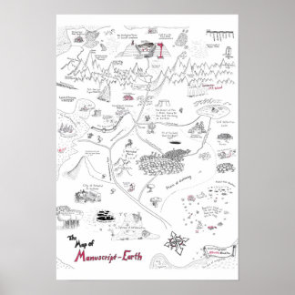 Poster Carte de la Terre des Manuscrits