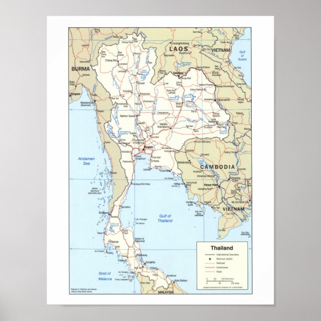 Poster Carte de la Thaïlande (Devant)