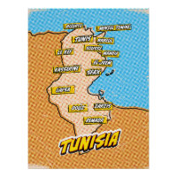 Carte de la Tunisie illustrée par Pop Art