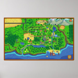 Poster Carte de la vallée de Stardew
