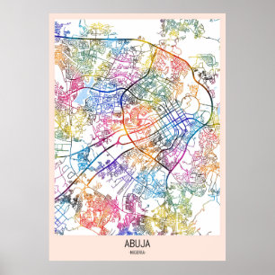 Poster Carte de la ville d'Abuja Nigeria
