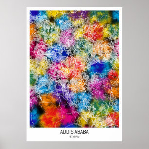 Poster Carte de la ville d'Addis-Abeba Éthiopie