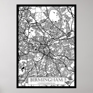 Poster Carte de la ville de Birmingham Royaume-Uni