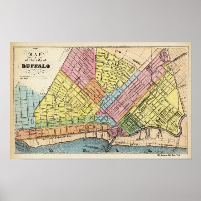 Poster Carte de la ville de Buffalo (Devant)