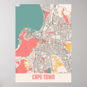 Poster Carte de la ville de Cape Town - Afrique du Sud Ch