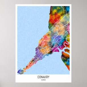 Poster Carte de la ville de Conakry Guinée