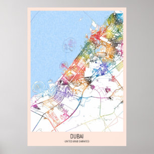Poster Carte de la ville de Dubaï