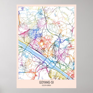 Poster Carte de la ville de Goyang-si Corée du Sud