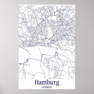 Poster Carte de la ville de Hambourg Allemagne