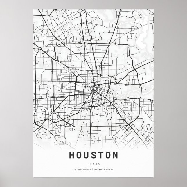 Poster Carte de la ville de Houston (Devant)