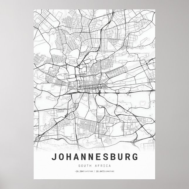 Poster Carte de la ville de Johannesburg (Devant)