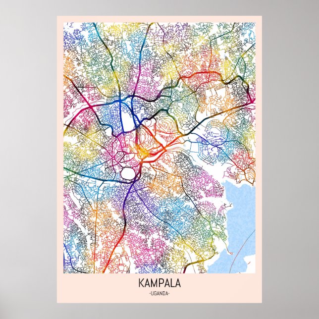 Poster Carte de la ville de Kampala Ouganda (Devant)