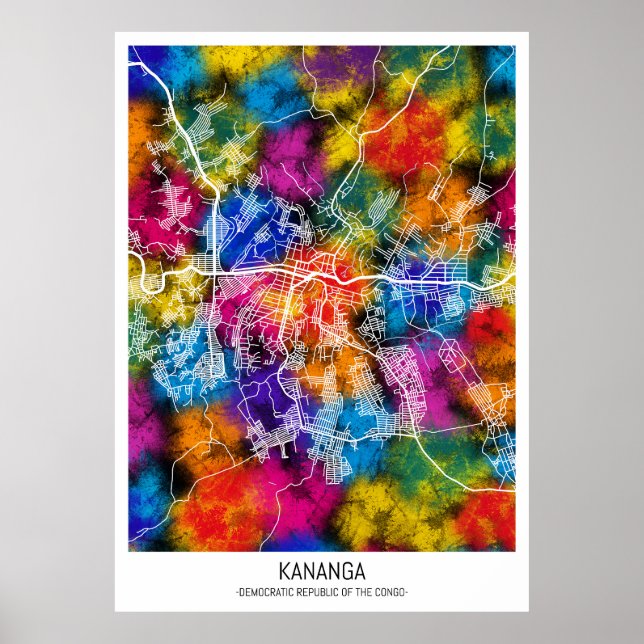 Poster Carte de la ville de Kananga en République démocra (Devant)